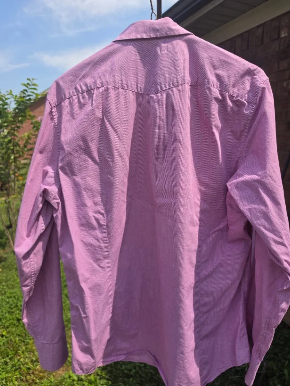 Mens Banana Republic snap western style long sleeve light red shirt
